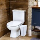 Ver imagem 1 de Assento Sanitário Slim Almofadado Branco + Lixeira Branca 8l Tampa Click + Escova Sanitária Base Red