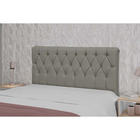 Cabeceira Cama Box Estofada Casal Viena Plus Casal 140 Veludo Cinza - Simbal