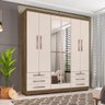 Guarda Roupa de Casal 6 Portas e 6 Gavetas com Espelho Durham Carvalho Off White - 4