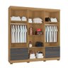 Guarda Roupa de Casal 6 Portas e 6 Gavetas com Espelho Durham Carvalho Off White - 3