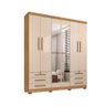 Guarda Roupa de Casal 6 Portas e 6 Gavetas com Espelho Durham Carvalho Off White - 1