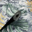 Ver imagem 1 de Papel de Parede Estampado Folhagem Azul e Verde com Glitter Vinilico Lavável+cola