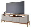 Ver imagem 1 de Rack Bancada Moema 100% MDF 4 Portas e 2 Prateleiras Design Moderno - Off White