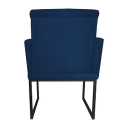 Kit 02 Poltronas Klara Base Ferro Preto Suede - Estopar Kit Klara Base Preta Suede Azul Marinho - 5