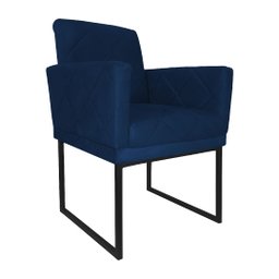 Kit 02 Poltronas Klara Base Ferro Preto Suede - Estopar Kit Klara Base Preta Suede Azul Marinho - 4