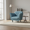 Ver imagem 2 de Poltrona Decorativa Dália Linho Azul Pés Madeira Mz Decor