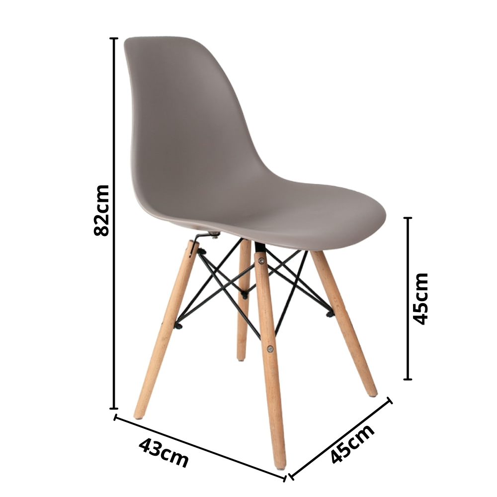 Conjunto com 4 Cadeiras Eames Cinza - Base Madeira Natural - 2