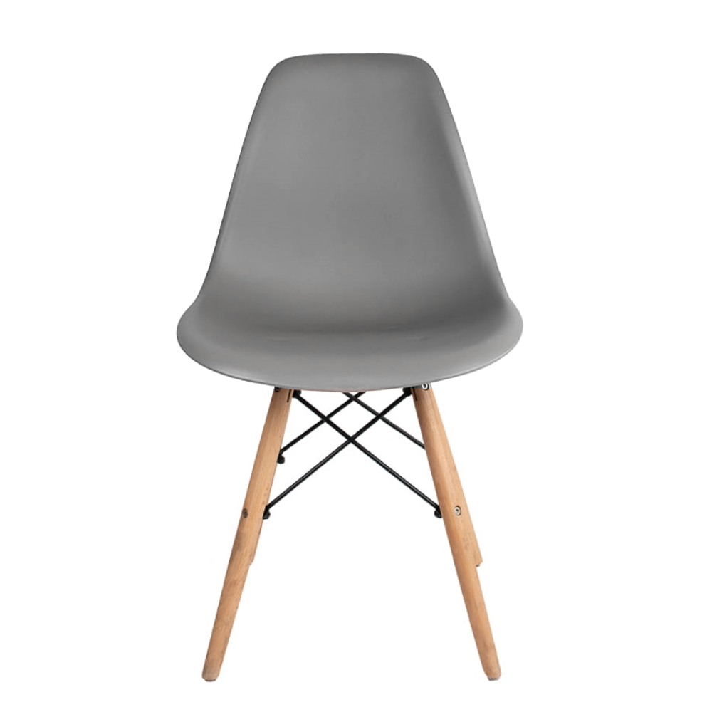 Conjunto com 4 Cadeiras Eames Cinza - Base Madeira Natural - 3