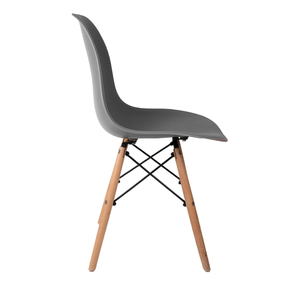 Conjunto com 4 Cadeiras Eames Cinza - Base Madeira Natural - 4