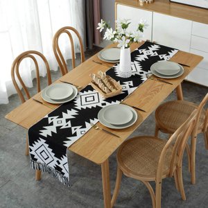 Linho de algodão de luxo corredor mesa buffalo xadrez borla mesa de casamento decoração chá café mes