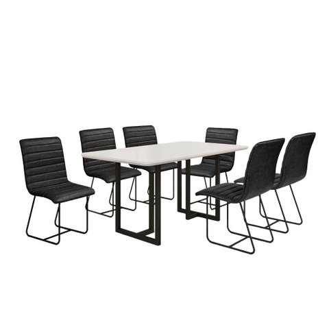Conjunto de Jantar Itália com 6 Cadeiras Base Goiás Bm Tubulares Off White/courissimo 134