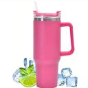 Ver imagem 5 de Copo Térmico Grande 1200ml Aço Inox Parede Dupla com Canudo para Bebidas Quentes e Frias (pink)