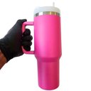 Ver imagem 2 de Copo Térmico Grande 1200ml Aço Inox Parede Dupla com Canudo para Bebidas Quentes e Frias (pink)