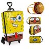 Mochila Escolar Rodinha Bob Esponja 3D + Lancheira + Estojo Duplo - MaxToy - Amarelo - 1