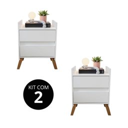 Kit 2 Mesas de Cabeceira com 2 Gavetas Retrô - 5