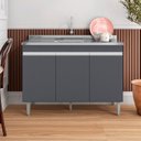 Ver imagem 2 de Balcão de Cozinha com Pia Inox 120cm 3 Portas Manu Cinza - Ajl Móveis