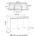 Ver imagem 4 de Balcão de Cozinha com Pia Inox 120cm 3 Portas Manu Cinza - Ajl Móveis