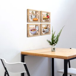 Quadro Decorativo Cozinha Café Padaria Copa 20x20cm Kit 4 un Arte na Arte Moldura Carvalho - 5