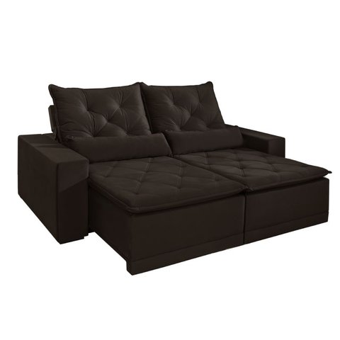 Sofá Retrátil e Reclinável 3 Lugares Valência Evidence Suede Marrom