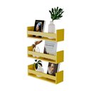 Ver imagem 2 de Kit 3 Prateleiras Porta Livros Amarela 50 X 12cm Suporte Invisivel