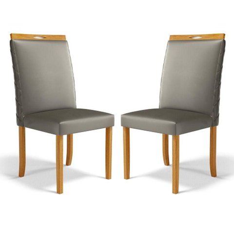 Kit com 2 Cadeiras Agnes Madeira Maciça Estofadas para Mesa de Jantar Veludo Chumbo 109