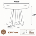 Ver imagem 6 de Conjunto Mesa de Jantar Redonda 4 Cadeiras Estofadas Encosto Tela 100% MDF Pinhão/Bege Rústico - Dal