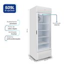 Ver imagem 2 de Refrigerador Expositor Vertical Hq 509 Litros Porta de Vidro Duplo Iluminação LED Br Hq-509REVPVX