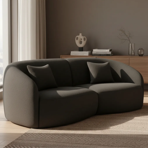 Sofá Sala Nuvem 210cm Conforto Premium Decorativo Orgânico:Cinza Carvão