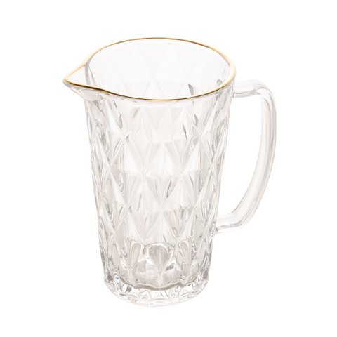 Jarra de Vidro Diamond Transparente C/Fio de Ouro 1 Litro Lyor