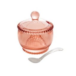 Acucareiro Cristal com Colher Pearl Rosa 10x8x7cm - 1