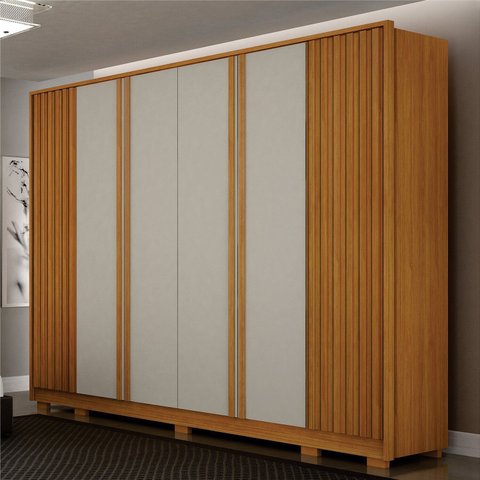 Guarda Roupa Casal Ripado 6 Portas 6 Gavetas 100% MDF Evo