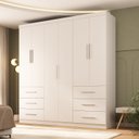 Ver imagem 1 de Guarda-Roupa Casal 100% MDF 6 Portas 6 Gavetas Verona Branco