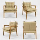 Ver imagem 3 de Poltrona Moderna Confortável Sala de Estar com Design Elegante Estofado Sofisticado Madeira Natural