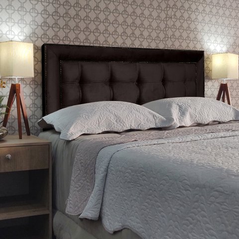 Cabeceira King 195 Cama Box Diamond Lexus Marrom Suede Painel Rbl