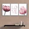 Kit Placas Quadros Decorativos 3 Pçs 60x40 Floral Flor Love Rosa - 5