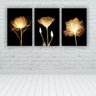 Kit Placas Quadros Decorativos 3 Pçs 60x40 Floral Flores Amarelas - 2