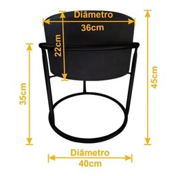 Puff Argola Redondo Mostarda Base Metal Preta - 2