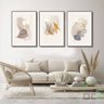 Quadros Tela Canvas Trio Folhas Delicadas Abstratas Sala Art:Madeira - 2