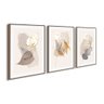 Quadros Tela Canvas Trio Folhas Delicadas Abstratas Sala Art:Madeira - 1