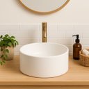 Ver imagem 3 de Cuba Apoio Banheiro Lavabo Redonda Oval 40cm Branco Brilho Brilhante Pia Moderno Estilo Industrial