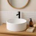 Ver imagem 1 de Cuba Apoio Banheiro Lavabo Redonda Oval 40cm Branco Brilho Brilhante Pia Moderno Estilo Industrial