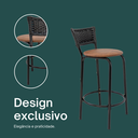 Ver imagem 4 de Kit 6 Banquetas para Balcão Cozinha Gourmet Junco Preto Bancada Ilha Banco 60cm Itagold