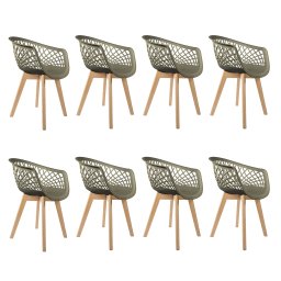 CONJUNTO 8 CADEIRAS WEB CINZA WOOD - 1