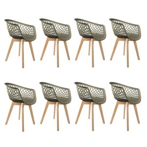 CONJUNTO 8 CADEIRAS WEB CINZA WOOD