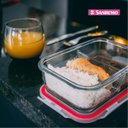 Ver mais imagens de Kit 3 potes Vidro Hermético com Divisória Tampa Retangular 800ml Sanremo