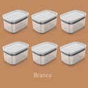 Ver imagem 4 de Kit 6 Potes Herméticos Retangulares Pequenos com Tampa 650ml Porta Mantimentos Cozinha Branco
