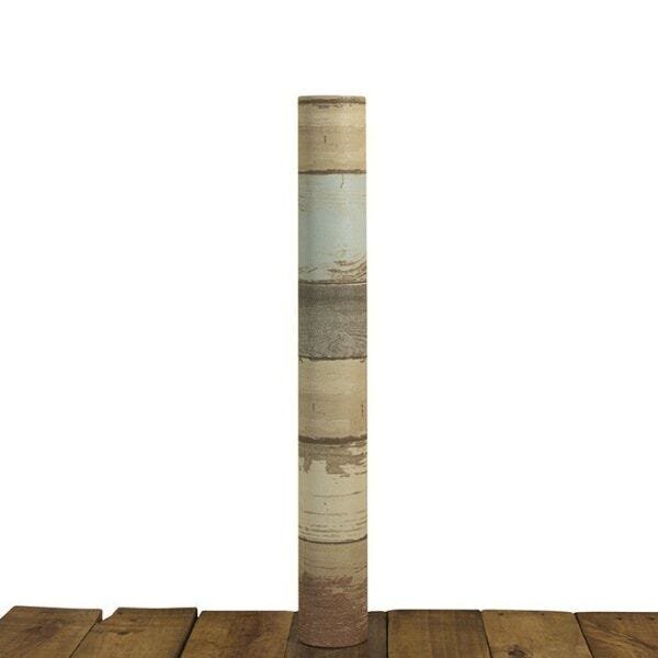 Papel De Parede Pvc Liso Estampado Madeira Tons Amarelado Envelhecido - 3