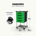 Ver imagem 2 de Carrinho Auxiliar Organizador Multiuso com 4 Gavetas e Rodinhas com Freio, Tampo em Psai - Mad.U Two