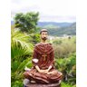 Imagem estátua São Franscisco de Assis meditando flor de lótus - Marrom - 3