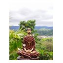 Ver imagem 2 de Imagem Estátua São Francisco Assis Meditando Em Resina 19 Cm - Marrom